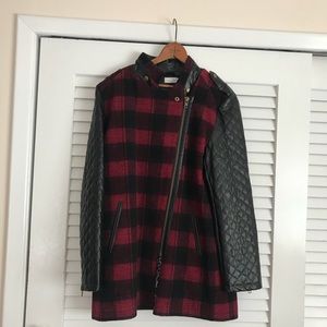 Tasha Polizzi Red and Black Plaid Quilted Sleeve Jacket